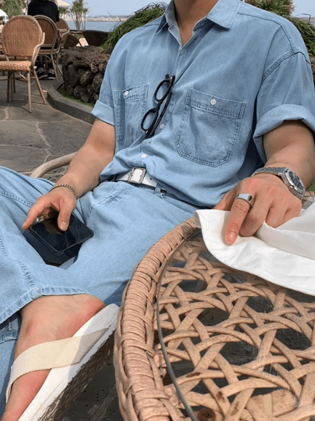 saferido [MRCYC] Korean version of washed denim shirt na1013