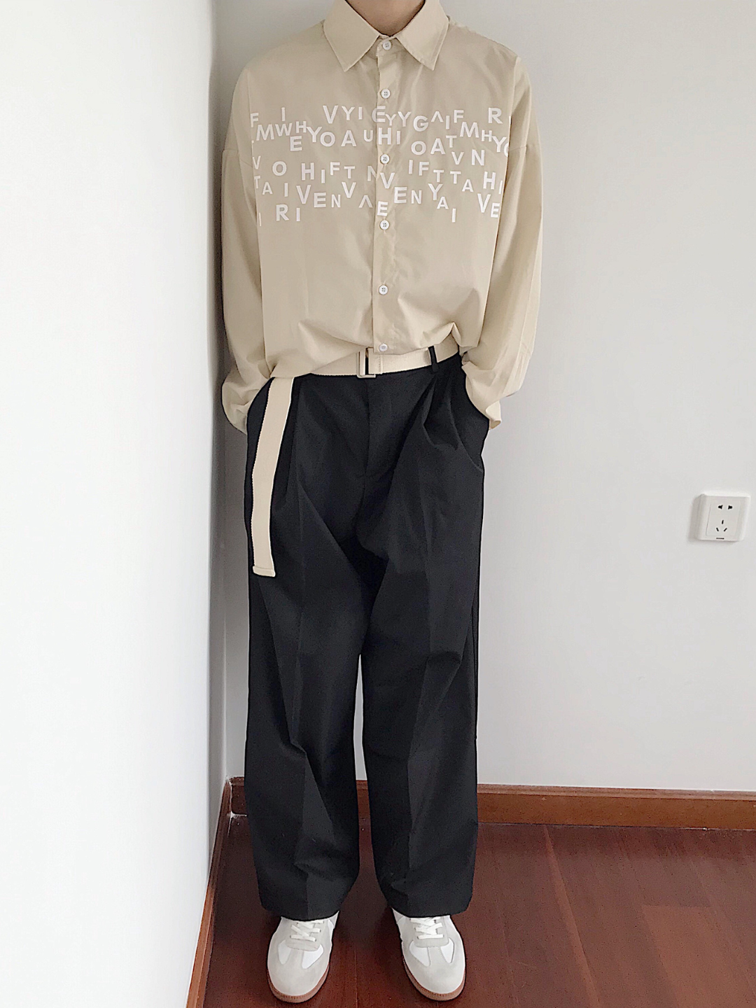 saferido Korean design sense letters printed shirt na1164