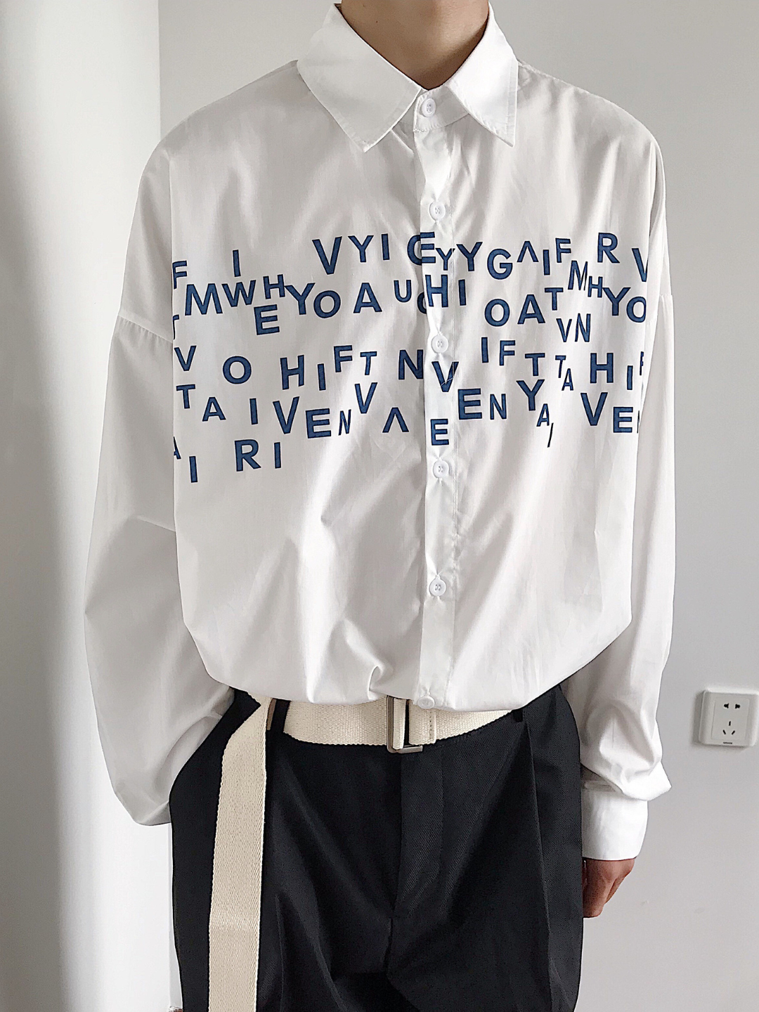 saferido Korean design sense letters printed shirt na1164