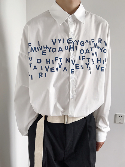saferido Korean design sense letters printed shirt na1164