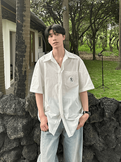 saferido [ONELYC1NS] Korean version of the loose simple cotton shirt na1087