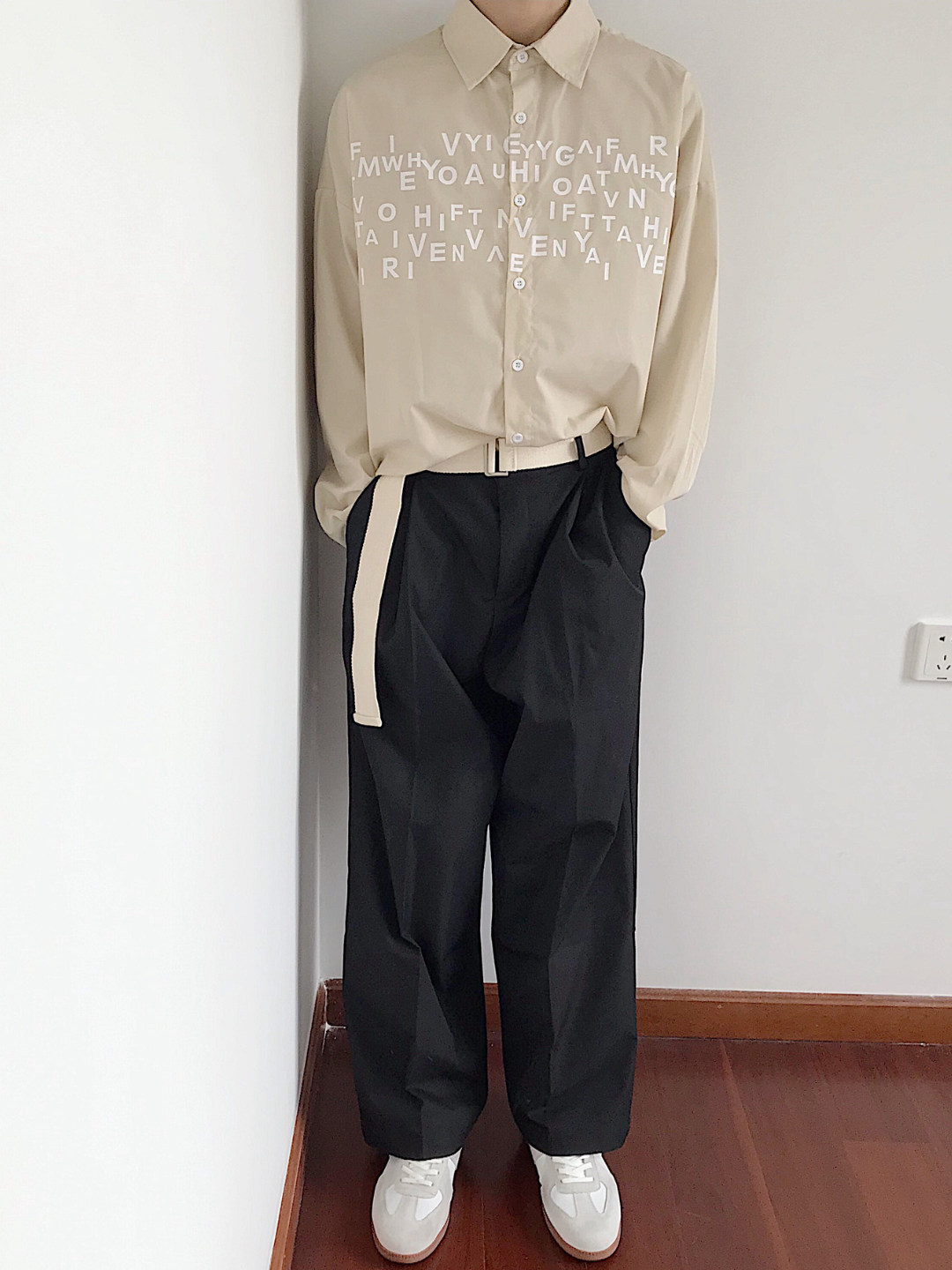 saferido Korean design sense letters printed shirt na1164