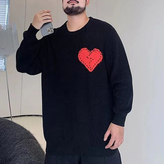 saferido Mens Casual Love Knitted Sweater 2024 Spring New Genderless Fashion Temperament Youthful Simple Loose Knitted Sweater Unisex