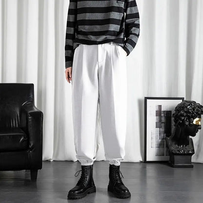saferido Black Men's Trousers Korean Fashion Baggy High Waist Straight Suit Pants Spring Autumn Casual Oversized Male Bottoms Y2k Clothes