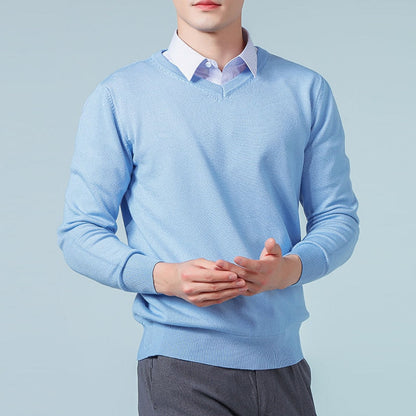 Men's Sweaters Cashmere Blend Knitting V-neck Pullovers Hot Sale Spring&Winter Male Wool Knitwear High Quality jumpers Clothes