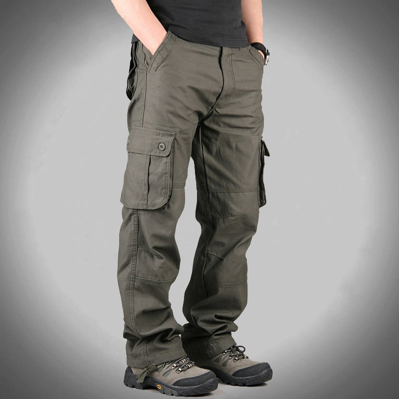 Men's Spring Multi Pockets Military Tactical Cargo Pants Male Outwear Army Straight Slacks Casual Long Trousers Plus Size 44