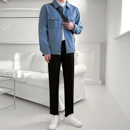 BLUE BUTTON COLLAR JACKET