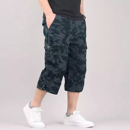 Men Summer Casual Baggy Multi Pocket Military Shorts Knee Length Cargo Pants Loose Breeches Male Tactical Shorts Plus Size 5XL