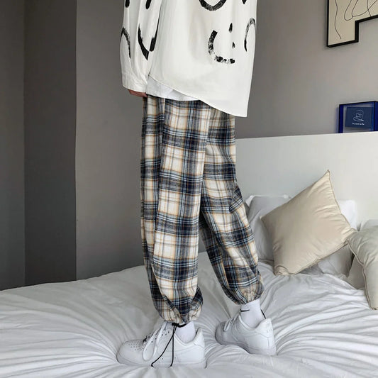 saferido Korean Style Men's Fashion Trend Casual Pants Loose Hip Hop Joggers Sweatpants Homme Elastic Waist Khaki Trousers M-2XL