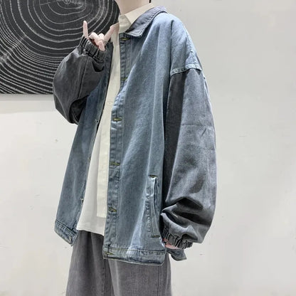 Spring Autumn Men Denim Jackets Korean style Male Coat Retro Streetwear Patchwork Casual Couple Jacket Ins Tide Jackets Denim