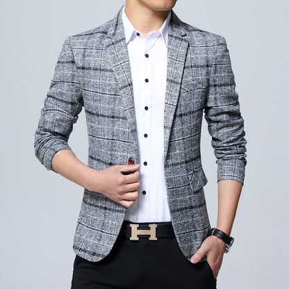 New Mens Blazers Slim Fit Suits for Men Business Formal Blazer Mens Wedding Suit Jackets Male Fashion Plaid Mens Blazer Jacket