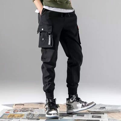 Fashion Young Student Breathable Elastic Waist Sports Pant Multi-bag Loose Men's Casual Trouser