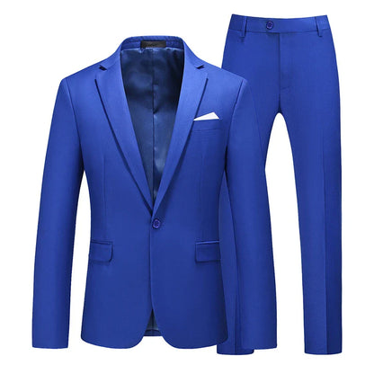 Men's Suit Jacket with Pant Slim Fit Formal Clothing Business Work Wedding Tuxedo Set Blazer Trousers White Pink Red Suits Man