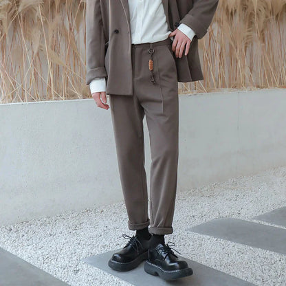 saferido Winter Men's Thicken Wool Pants Slim Fit Casual Pants British High-quality Straight Pants Grey/brown/black Color Trousers