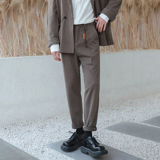 saferido Winter Men's Thicken Wool Pants Slim Fit Casual Pants British High-quality Straight Pants Grey/brown/black Color Trousers