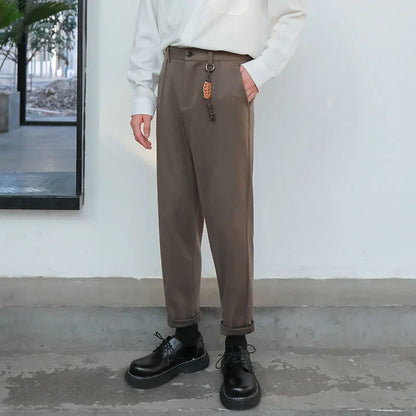 saferido Winter Men's Thicken Wool Pants Slim Fit Casual Pants British High-quality Straight Pants Grey/brown/black Color Trousers