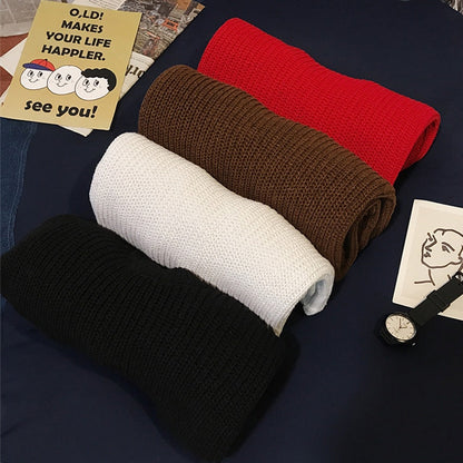 Winter Ribbed Pullovers Men Cozy Loose O-neck Solid Sweaters Couples Knitted Retro Warm Long Sleeve Korean Style Teens Jumpers