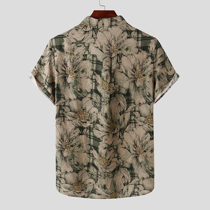 saferido       Mens Printed Camisa Masculina Summer Hawaiian Blouse Men Vintage Shirts Short Sleeve Lapel Camisa Casual Buttons Blusas