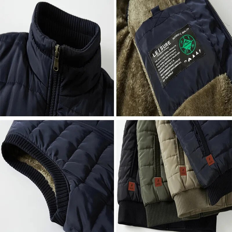 Mens Jacket Sleeveless Vest Winter Male Fleece Warm Vest Coats Men Stand Collar Army Thicken Waistcoats Clothing 6XL