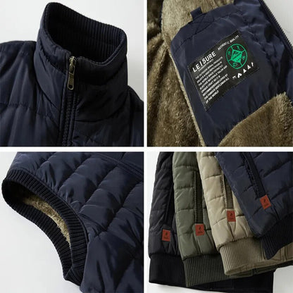 Mens Jacket Sleeveless Vest Winter Male Fleece Warm Vest Coats Men Stand Collar Army Thicken Waistcoats Clothing 6XL