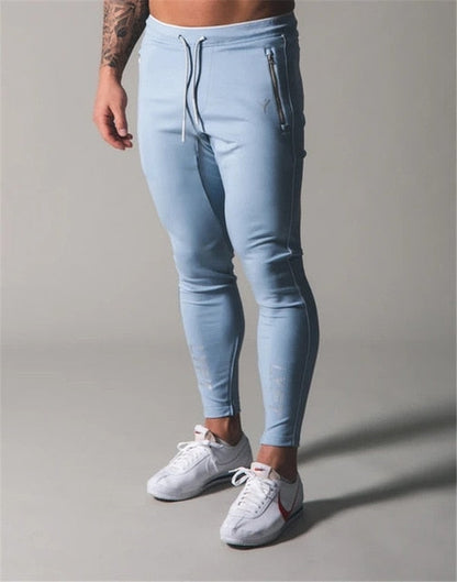 Men's Sports Gym Slim Fitness Jogging Pants Men's Casual Pencil Pants Pure Cotton Fashion Skinny Foot Zipper Sweatpants