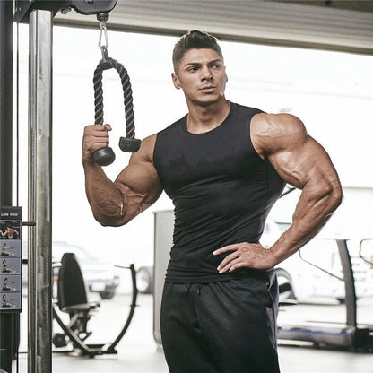 Men tight tank top men's gym fitness vest men's muscle sports Leisure jogging Exercise sports sleeveless shirt top