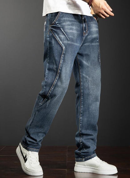 Men Jeans Loose Baggy Denim Pants Men Cargo Trousers Patchwork Casual Pants Size 28-44