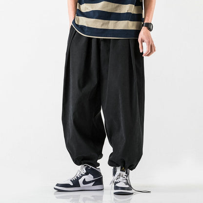 Design Drawstring Harem Pants Men’s Baggy Jogging Pants Japanese Men Crotch Wide Leg Pants Male Casual Loose Trousers