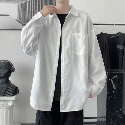 saferido Shirt men's long sleeve ins simple and versatile loose Shirt spring and autumn Korean fashion handsome casual