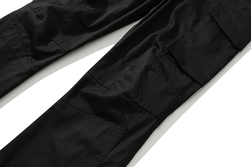 Back Zipper Pockets Retro Black Overalls for Men and Women Streetwear Casual Oversize Cargo Pants Loose Vibe Style Trousers