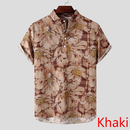 saferido       Mens Printed Camisa Masculina Summer Hawaiian Blouse Men Vintage Shirts Short Sleeve Lapel Camisa Casual Buttons Blusas