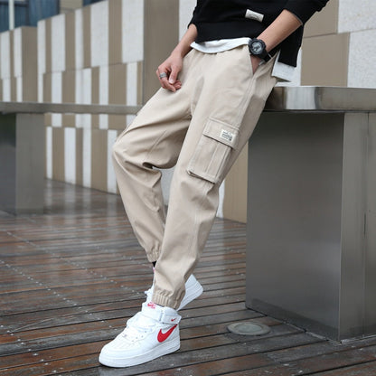 Cargo Pants Men Streetwear Hip Hop Pants Elastic waist Harem Ankle length Trousers Black Army green Harajuku Loose Casual Pocket