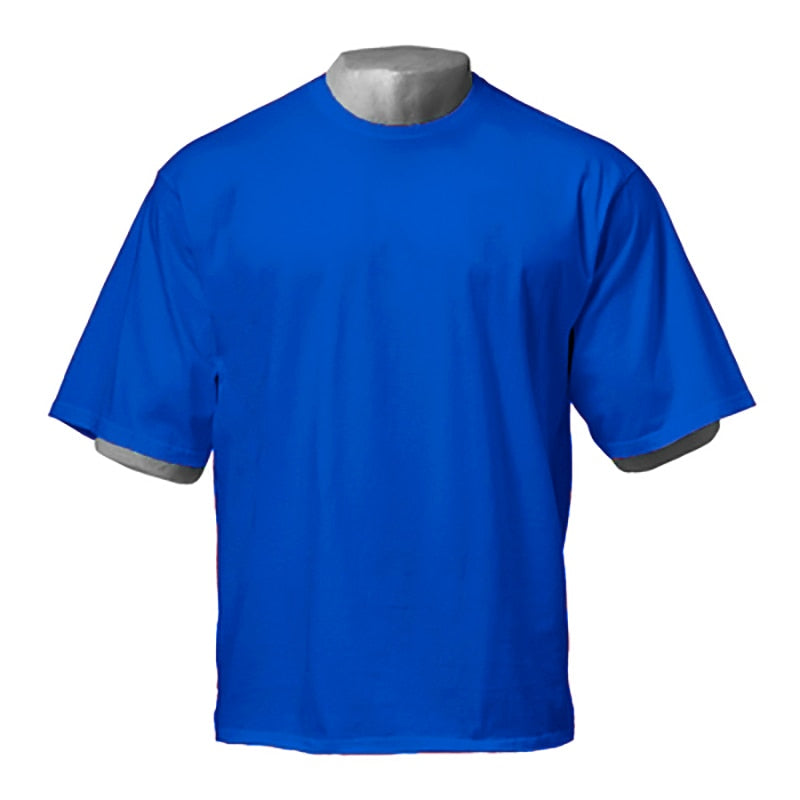 Mens Oversized Fit Short Sleeve T-shirt With Dropped Shoulder Loose Hip Hop Fitness T Shirt Summer Gym Bodybuilding Tops Tees