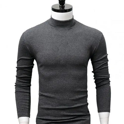 Men Shirt Sweater Solid Color Half High Collar Casual Slim Long Sleeve Keep Warm Tight Shirt Male for Men Clothes Inner Wear 2Xl