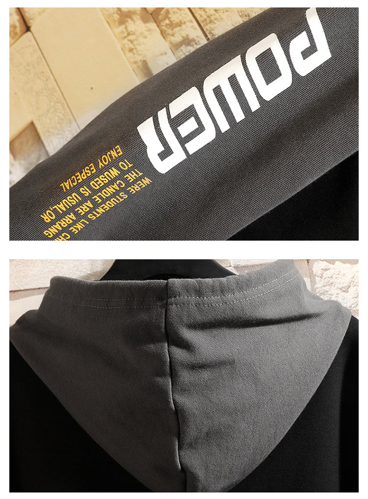 Japan Style Casual O-Neck Spring Autumn Print Hoodie Sweatshirt Men'S Thick Fleece Hip Hop High Streetwear Clothes