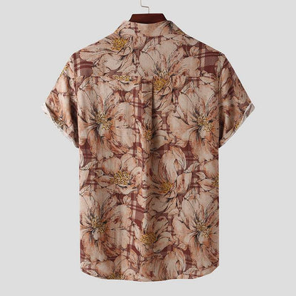saferido       Mens Printed Camisa Masculina Summer Hawaiian Blouse Men Vintage Shirts Short Sleeve Lapel Camisa Casual Buttons Blusas