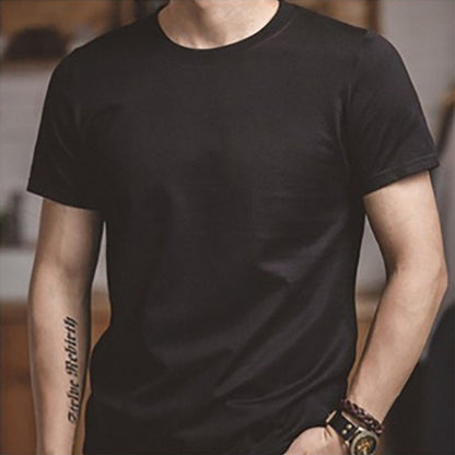 Maden 2pcs Solid Cotton Men's T-shirts Short-sleeved Round Neck Black White T-Shirt Classic Heavyweight Oversized Tees Tops