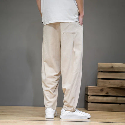 saferido Spring Cotton Linen Pants Men Elastic Waist Casual Harem Pant Loose Sweatpants Traditional Chinese Trousers pantalons homme