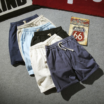 Fashion Cotton Line Shorts Men  Summer Beach Casual Shorts Solid Baggy Basic Pockets Shorts Streetwear Men's Clothing