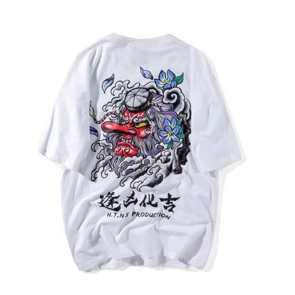Cotton Cool Oversized T Shirt Gothic High Street Hip Hop T-shirt Men Women Summer Blouse Harajuku Loose Devil Tshirt Streetwear