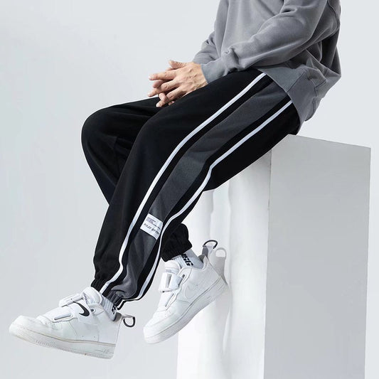 Side Striped Casual Pants Men Oversized Baggy Wide Leg Trousers Elastic Waist Streetwear Joggers Fashion Harajuku Men Pants 5XL