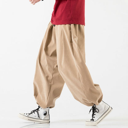 Design Drawstring Harem Pants Men’s Baggy Jogging Pants Japanese Men Crotch Wide Leg Pants Male Casual Loose Trousers