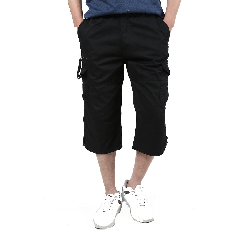 Men Summer Casual Baggy Multi Pocket Military Shorts Knee Length Cargo Pants Loose Breeches Male Tactical Shorts Plus Size 5XL