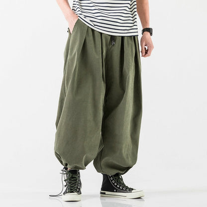 Design Drawstring Harem Pants Men’s Baggy Jogging Pants Japanese Men Crotch Wide Leg Pants Male Casual Loose Trousers