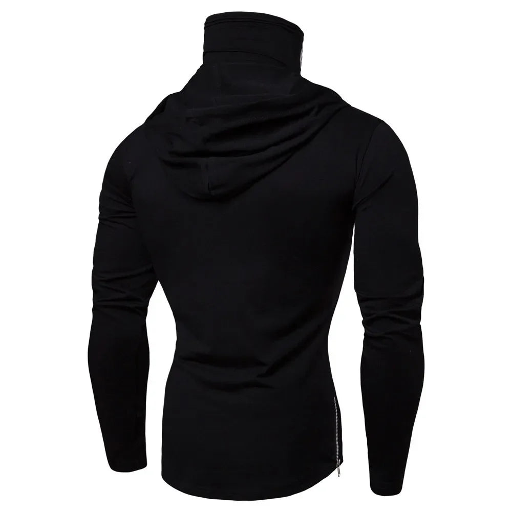 New Men Solid Black Gray Hoodie Long Sleeve Hooded Sweatshirt For Man Sports Fitness Gym Running Casual Pullover Tops