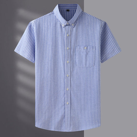 10XL 8XL 7XL Men's Loose Shirt Plus Size  Summer Short Sleeve Fashion Stripes Business Work Casual Shirt Oversize Pink Blue