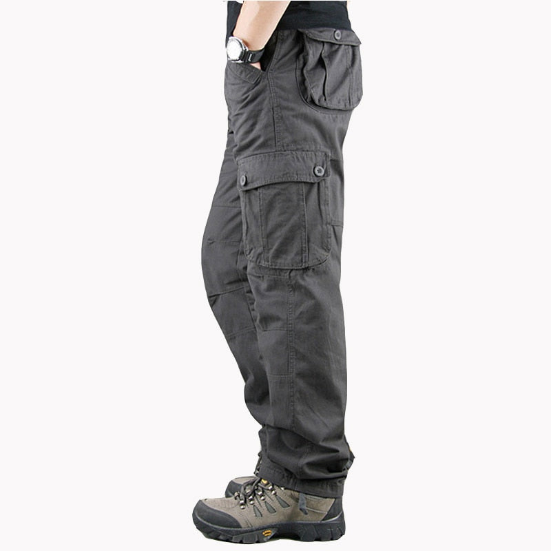 Men's Spring Multi Pockets Military Tactical Cargo Pants Male Outwear Army Straight Slacks Casual Long Trousers Plus Size 44