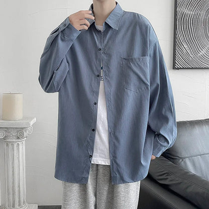saferido Shirt men's long sleeve ins simple and versatile loose Shirt spring and autumn Korean fashion handsome casual