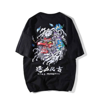 Cotton Cool Oversized T Shirt Gothic High Street Hip Hop T-shirt Men Women Summer Blouse Harajuku Loose Devil Tshirt Streetwear