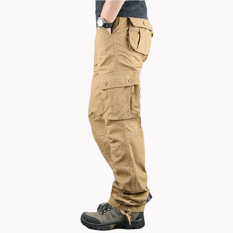 Men's Spring Multi Pockets Military Tactical Cargo Pants Male Outwear Army Straight Slacks Casual Long Trousers Plus Size 44